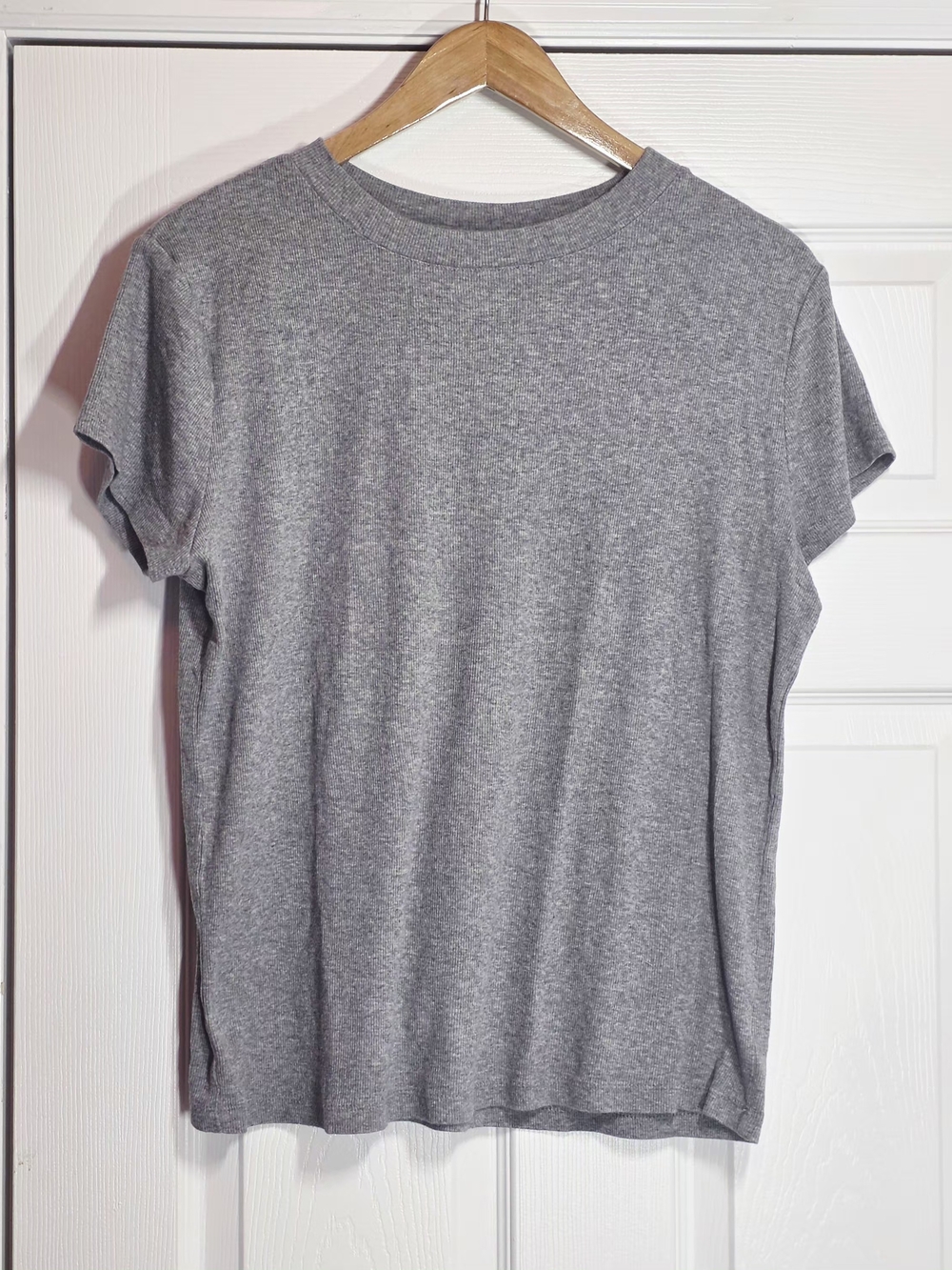 A New Day Ribbed T Shirt Womens Extra Large Gray Short Sleeve Slim